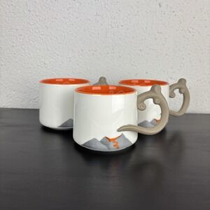 Set Of 3 STARBUCKS HAWAII 2014 VOLCANO COFFEE MUG CUP WHITE‎ GRAY ASH ORANGE